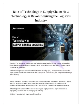 Role of Technology in Revolutionizing the Logistics Industry