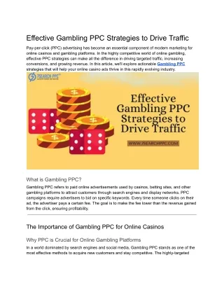 Effective Gambling PPC Strategies to Drive Traffic