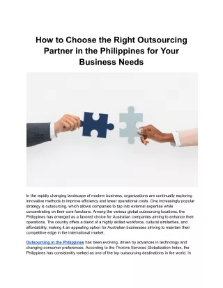 How to Choose the Right Outsourcing Partner in the Philippines for Your Business