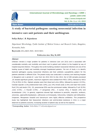 A study of bacterial pathogens causing nosocomial infection in intensive care