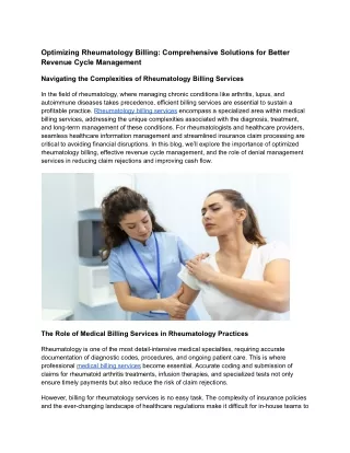 Optimizing Rheumatology Billing: Comprehensive Solutions for Better RCM