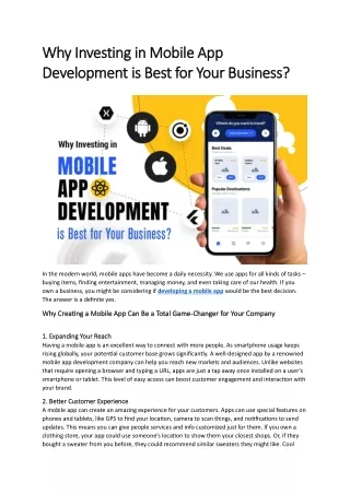 Why Investing in Mobile App Development is Best for Your Business?
