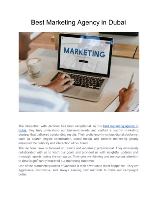 Best Marketing Agency in Dubai