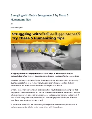 Struggling with Online Engagement Try These 5 Humanizing Tips