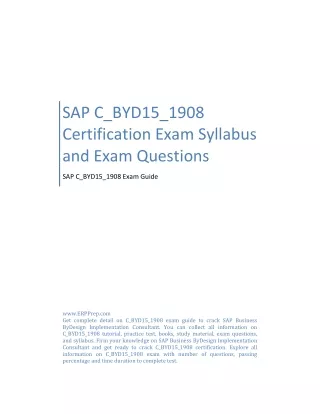 SAP C_BYD15_1908 Certification Exam Syllabus and Exam Questions