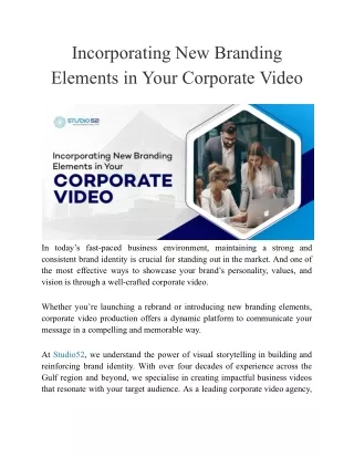 Incorporating New Branding Elements in Your Corporate Video