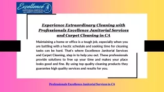 Experience Extraordinary Cleaning with Professionals Excellence Janitorial Servi