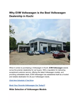 Why EVM Volkswagen is the Best Volkswagen Dealership in Kochi