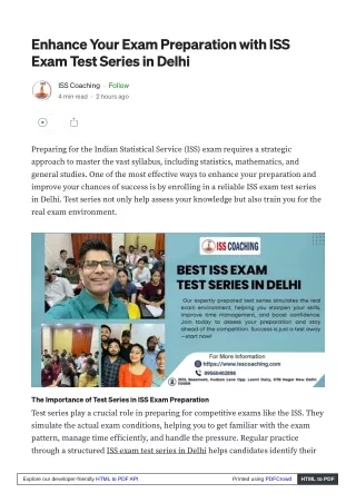 ISS Exam Test Series in Delhi: The Key to Mastering Exam Challenges