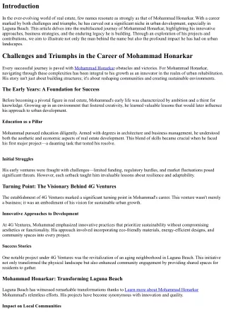 Challenges and Triumphs in the Career of Mohammad Honarkar