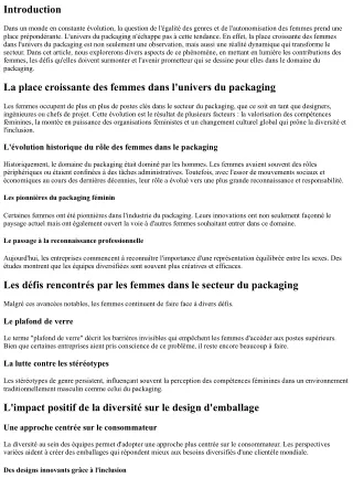 La place croissante des femmes dans l'univers du packaging.