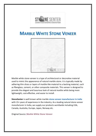 Marble White Stone Veneer