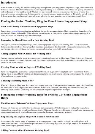 Finding the Perfect Wedding Ring to Complement Your Engagement Ring's Stone Shap