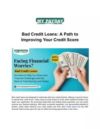 BAD CREDIT LOANS | MY PAYDAY LOANS ONLINE