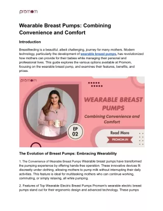 Wearable Breast Pumps_ Combining Convenience and Comfort