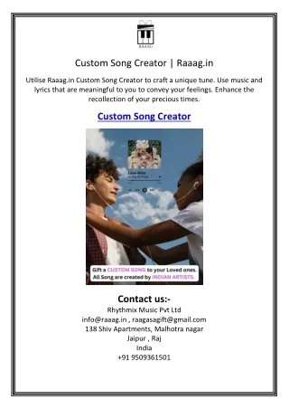 Custom Song Creator | Raaag.in