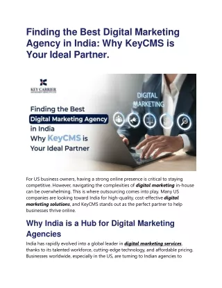 Finding the Best Digital Marketing Agency in India Why KeyCMS is Your Ideal Partner.