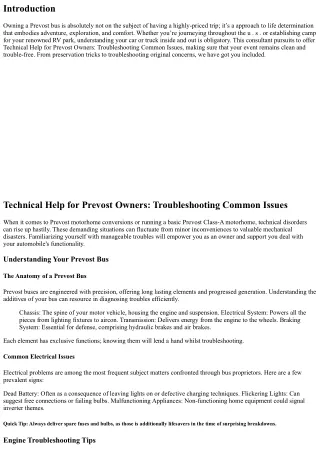Technical Help for Prevost Owners: Troubleshooting Common Issues