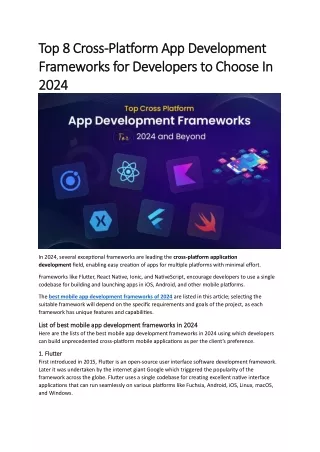 Top 8 Cross-Platform App Development Frameworks for Developers to Choose In 2024