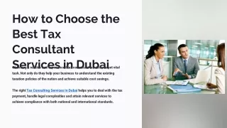 How to Choose the Best Tax Consultant Services in Dubai