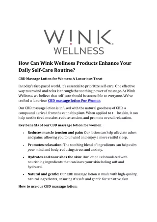 How Can Wink Wellness Products Enhance Your Daily Self-Care Routine?