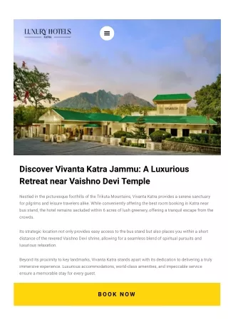 Discover Vivanta Katra Jammu A Luxurious Retreat near Vaishno Devi Temple