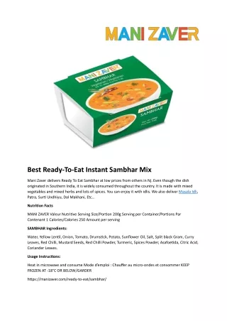 Best Ready-To-Eat Instant Sambhar Mix