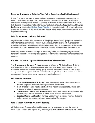 Mastering Organizational Behavior_ Your Path to Becoming a Certified Professional