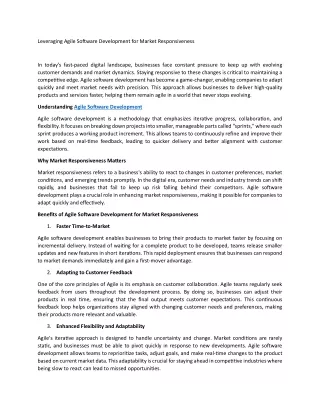 Leveraging Agile Software Development for Market Responsiveness
