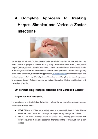 A Complete Approach to Treating    Herpes Simplex and Varicella Zoster Infections