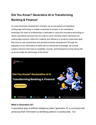 Did You Know? Generative AI is Transforming Banking & Finance!