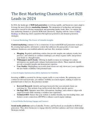 The Best Marketing Channels to Get B2B Leads in 2024
