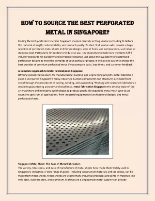 How to Source the Best Perforated Metal in Singapore