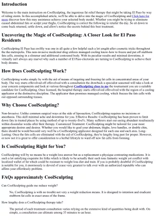 Uncovering the Magic of CoolSculpting: A Closer Look for El Paso Residents