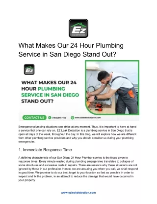 What Makes Our 24 Hour Plumbing Service in San Diego Stand Out