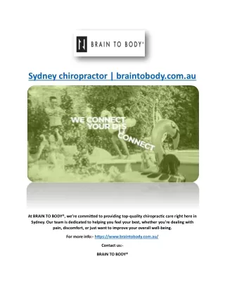 Sydney chiropractor | braintobody.com.au