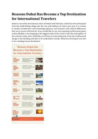 Reasons Dubai Has Become a Top Destination for International Travelers
