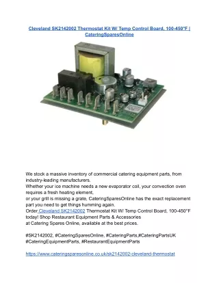Cleveland SK2142002 Thermostat Kit W_ Temp Control Board, 100-450°F _ CateringSparesOnline