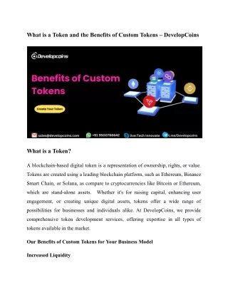 What is a Token and the Benefits of Custom Tokens – DevelopCoins