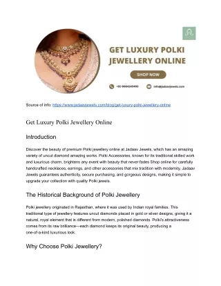 Get Luxury Polki Jewellery Online