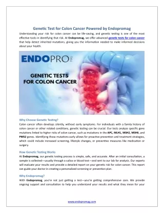 Genetic Test for Colon Cancer Powered by Endopromag