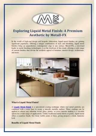 Exploring Liquid Metal Finish A Premium Aesthetic by Metall-FX
