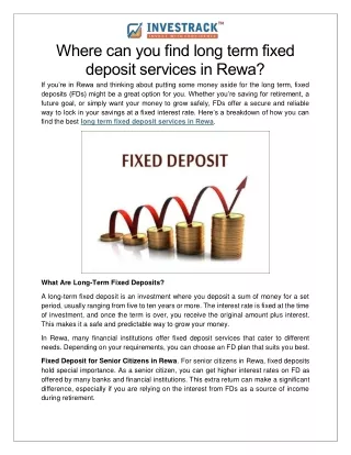 Where can you find long term fixed deposit services in Rewa