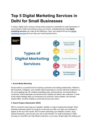 Top 5 Digital Marketing Services in Delhi for Small Businesses