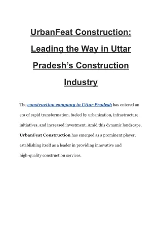 UrbanFeat Construction_ Leading the Way in Uttar Pradesh’s Construction Industry