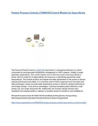 Powers Process Controls LF4600150 Control Module for Aqua Sentry