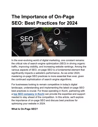 The Importance of On-Page SEO: Best Practices for 2024