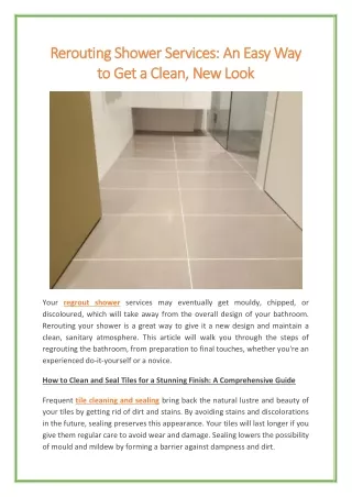 Rerouting Shower Services An Easy Way to Get a Clean New Look
