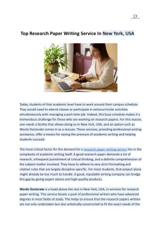 _Top Research Paper Writing Service In New York, USA