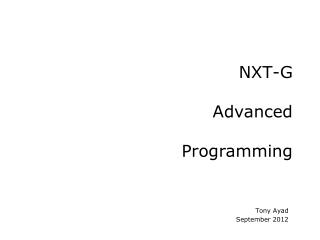 NXT-G Advanced Programming